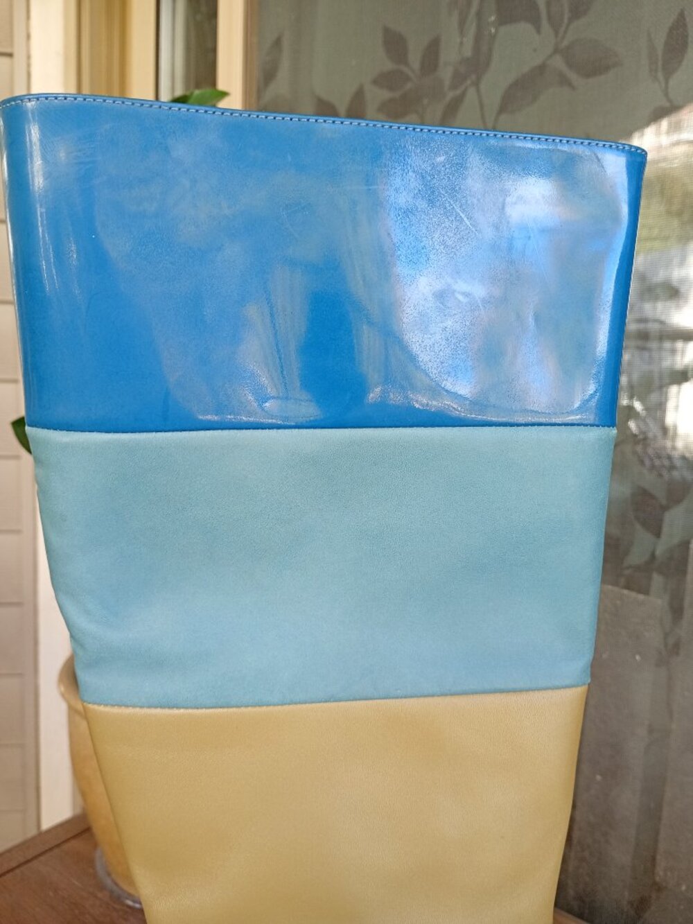 John Fluevog Ishq Blue/Green/Ivory Miracles Platform Tall Boots Size 10 - Picture 10 of 14